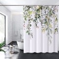 Miniatyrbillede 2 af 5: Blomster bruseforhæng med 12 kroge, vandtæt polysilicium bruseforhæng, maskinvaskbar, hurtig tørring, 180x180cm til badekar eller badeværelse (grøn)