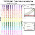 Miniatyrbilde 2 av 5: Gardinstrenglys, 3x3m Gardinstrenglys 300 LED-er Vanntett IP65 W