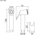Miniatyrbilde 2 av 5: Sett med 1 WC hånddusj med holder og slange, dusjhode, krom