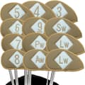 Khaki - Golfklubbsöverdrag Järn Headgear Protector Luxe PU Läder