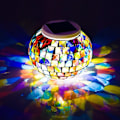 Miniatyrbillede 1 af 5: Farveskiftende solcelledrevne glasmosaikkugle LED-havebelysning