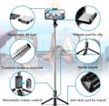 Svart - 1 st Selfie Lightening Tripod Bluetooth Selfie Stick Lång