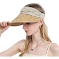 Miniatyrbilde 3 av 5: Beige stråhatt for kvinner UV-maske UPF50+ Toppløs stråhatt Summe