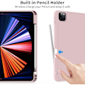Pikkukuva 4 / 5: Vaaleanpunainen, suojaava kotelo iPad Pro 11-tuumaiselle (18/20/21/22), kynäpaikalla, erittäin ohut kolmiosainen Smart Cover, tukee kynää C