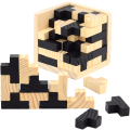 Miniatyrbillede 3 af 4: (Sort) 3D Træ Hjerne Teaser Puslespil Cube Træ Puslespil T-formet