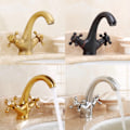 Miniatyrbilde 3 av 4: Bronse servantkran for bad, Antik servantkran, Badkran, Håndvask, Varmt