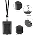 Miniatyrbillede 4 af 5: Sort - ID-kortholder med snor Lodret læder ID-badge Ho A
