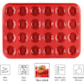 Miniatyrbilde 3 av 5: 2 stk. - Rød muffinsform for 24 stk. non-stick silikon minikaker, cupcakes, brownies, kaker, pudding