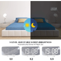 Miniatyrbillede 3 af 6: Digitalt vækkeur, stort LED-spejldisplay med USB-oplader,