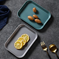 Miniatyrbillede 3 af 5: Mørkegrøn, tresæt, Rektangulært serveringsfad ideelt til