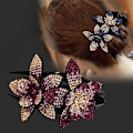 Miniatyrbillede 2 af 4: 2 stk. Kvinde Krystal Rhinestone Hårnål Hårklemmer Hårklo F