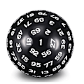 Miniatyrbilde 1 av 4: 100-sidig polyhedral terning D100 terningsett med hvite tall 100