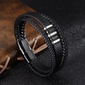 Miniatyrbillede 3 af 5: Sort læderarmbånd til mænd - Herregave 19cm