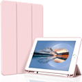 Pikkukuva 1 / 5: Vaaleanpunainen, Suojakotelo iPad10.2/iPad10.5/iPad9/iPadAri3:lle, Ohut ja pehmeä kolmiosainen taitettava jalusta, älykäs kotelo automaattisella lepotilalla/herätyksellä