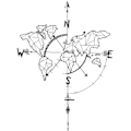 Pikkukuva 1 / 5: 2-osainen Origami-maailmankartta seinätarra Nautical Compass -tarra