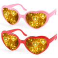 Miniatyrbillede 1 af 6: 2 stk. Special Effect Hjerteformet 3D Briller - Pink+Rød, Hjerteformet Lys Diffraktion 3D Briller