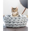 Miniatyrbilde 3 av 4: Håndlaget kjæledyr hundekatt seng tykk flettet bomullstau myk sovende