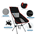 Pikkukuva 3 / 5: 1 kpl (punainen+musta) kannettava retkituoli, ultralight mesh-tuoli