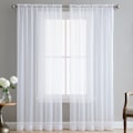 Miniatyrbillede 1 af 5: Basic stanglomme voile gardinpaneler i hvidt 1 stk