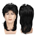 Pikkukuva 4 / 5: Ryan-peruukki, vaalea, 1-osainen, mullet, ruskeanvaalea, 80-luku, tekohiukset,