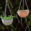 Miniatyrbillede 5 af 5: Hvid 2-pak tinpladevægkroge med 2 hængekæder til planter, lanterner, fuglefoder