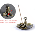 Miniatyrbilde 5 av 5: Messing meditasjonsfrosk statue figur messing røkelseholder F