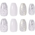 Miniatyrbillede 3 af 5: Hvide is og sne glitter pulver korte falske negle (24 stk),