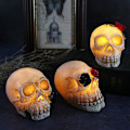 Miniatyrbilde 1 av 5: Halloween LED lysende harpiks skalle rose skrekk blomst kle seg ut P