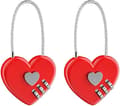 2-pack hjärtformade hänglås med vajer - röd, 3-siffrig kombinationslås M