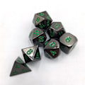 Pikkukuva 5 / 5: Metallipolyhedraalinen 7-noppasarja, kiiltävä musta maalattu ja tummanvihreät numerot Sinkkiseosnopat metallilla, roolipelien noppasetti Dungeons and Dragons RPG-noppapeleihin
