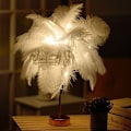 Miniatyrbillede 1 af 6: Strudsefjer Bordlampe Smedejerns Natlampe LED Kobber W