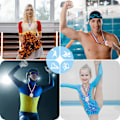 Miniatyrbild 3 av 5: (B) 12 stycken guldmedaljer med halsband, barnprismedaljer, vinnarmedaljer guldpris för sport, tävlingar, fester, B