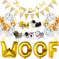 Pikkukuva 1 / 4: Koira syntymäpäiväjuhlatarvikkeet, WOOF-ilmapallobanneri, tassunjälkimallot