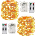 Miniatyrbild 1 av 5: x10m Batteridrivna LED-slingor 100 LEDs Timerfunktion Fjärrkontroll IP65 Vattentät (Gul)