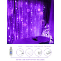 Miniatyrbild 4 av 5: Gardiner med lampor för sovrum, 200 LED-lampor, hängande sträng, utomhus, vattentät Warm White & Fuchsia USB-200 LED