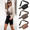 Dam PU Läder Bältesväska Crossbody Midjeväska Reseaxelväskor Black