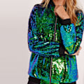 Miniatyrbild 3 av 5: Sequin Flash Långärmad Dragkedja Pilotjacka Cosplay Prestanda Kostym colour L