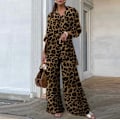 Miniatyrbild 2 av 5: Plus Size Casual Outfits Tvådelad Set, Dam Plus Leopard Print Men Leopard Print 4XL