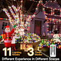 Miniatyrbild 2 av 5: shineshine 197FT 600LED Julbelys utomhus, Vattentät 8 Belysnings (Warm White+Multi-colored) 400 LED