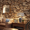 Miniatyrbild 2 av 4: PVC Retro 3D Tapet Sten Mode Retro Vintage Nostalgisk Tapet 53cm(B)*9.5m(L) 3D Tapet Restaurang, Brun