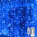 Miniatyrbild 1 av 5: Gardiner med lampor för sovrum, 200 LED-lampor, hängande sträng, utomhus, vattentät Blue USB-200 LED