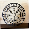 Miniatyrbild 2 av 4: Viking Kompass Väggkonst, Nordisk Kompass Skulpturer Svart Ihålig Järn Metall Väggdekoration för Sovrum Modernt Sovrum Metall Väggdekoration (28cm)