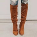 Miniatyrbild 1 av 2: Kvinnor Mocka Boots För Vinter Over Knä Långa Stövlar Med Tjock Klack Lätt Brown 39