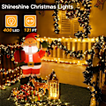 Miniatyrbild 3 av 5: shineshine 197FT 600LED Julbelys utomhus, Vattentät 8 Belysnings (Warm White+Multi-colored) 400 LED