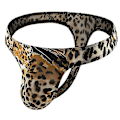 Miniatyrbild 1 av 5: Mäns Leopardmönstrade Tanga G-string Underkläder Tiger head gold M
