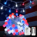 Miniatyrbild 1 av 5: Globe String Lights Sovrum, 100 Led Fairy Lights Plug in, Indoor Stri Red White and Blue 100 LED Battery