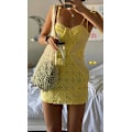 Miniatyrbild 2 av 5: Y2k Gul Blommig Klänning för Kvinnor Y2k Estetisk Boho Ärmlös S