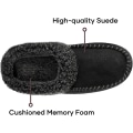 Miniatyrbild 4 av 5: Mjukt Mockasinfodrade Herreslippers med Minnesskum och Fuzzy Plush Ull Black 40