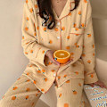 Miniatyrbild 1 av 5: Mjuk bomull Kawaii Apelsiner Print Långärmad Pyjamas Set M