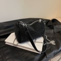 Miniatyrbild 3 av 3: Italiensk handgjord kristall crossbody väska Rhinestone plånbok Rhinestone väska black
